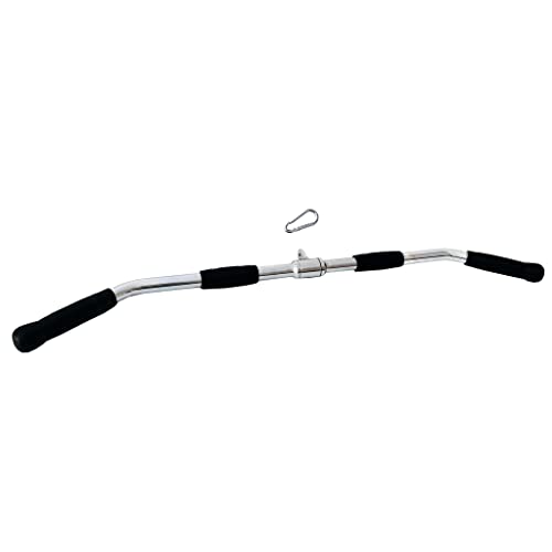 Lat Cable Machine Attachment Curl Pulldown Barbell Revolving Bar, Multi-Exerciser Cable Attachment, Solid Steel Tricep Press Down Bar with Rubber Handgrips & Revolving Hanger - color: 36 Inch
