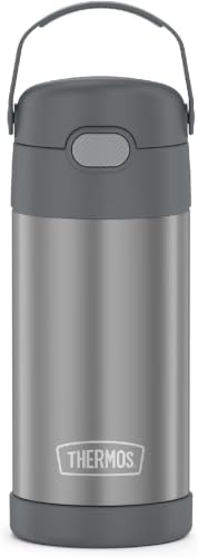 THERMOS FUNTAINER Water Bottle with Straw - 12 Ounce - Kids Stainless Steel Vacuum Insulated Water Bottle with Lid, Grey (Pack of 6) - color: Gray, size: 12 Ounces (Pack of 6)