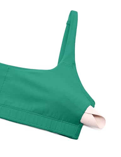 CRZ YOGA Butterluxe Square Neck Sports Bras | Light Support, Removable Pads, Yoga, Extremely Soft, Low Coverage, Adjustable Spaghetti Straps, for Women - color: Cascadia Green, size: X-Small