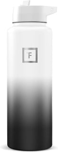 IRON °FLASK 40 oz Wide Mouth Water Bottle with Straw | Insulated Stainless Steel Sports Water Bottle with Leakproof Straw Lid - BPA Free, Cold 24 Hrs, Sweat Free (Day & Night) - color: Day & Night, style: Straw - 40 Oz (1 Lid)