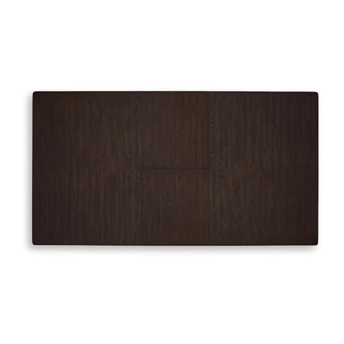 Signature Design by Ashley Wood Counter Height Extendable Dining Table | Durable hardwood & oak veneers, Space-saving 18-inch self-storing butterfly leaf, Seats up to 8 guests, Haddigan Series - color: Dark Brown, style: Counter Height Table