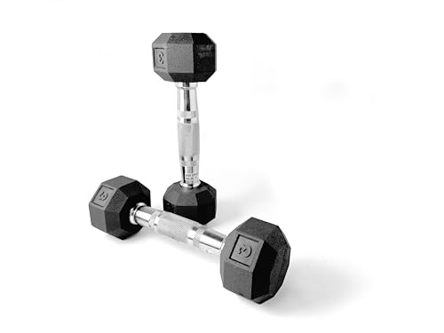 Ader 2lb-120lb Black Octagon Rubber Dumbbells Pair - size: 3lb.8.12.18.25lb