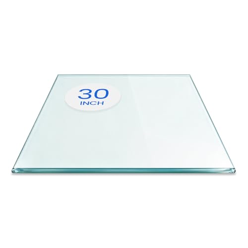 Dulles Glass 30 inch Square Glass Table Top - Tempered - 3/8" Thick Glass Surface, Safe Pencil Edge, Eased Corners, Multipurpose for Dining Table, Patio, Coffee and End Table - size: 30 inch, style: 3/8" thick - Pencil Polished - Eased Corners