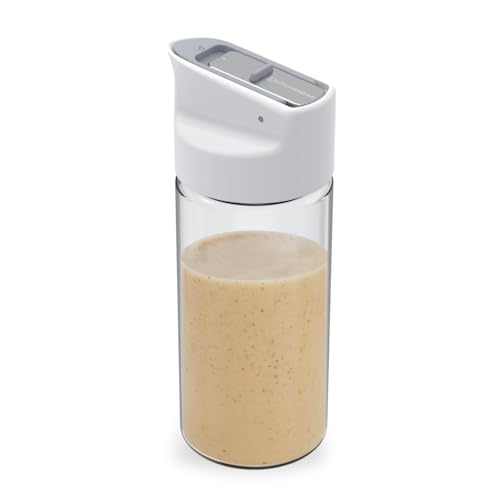KITCHENDAO Glass Salad Dressing Shaker Bottle with Fresh-Keeping Lock Mechanism, Drip-free Spout, 12 oz Homemade Oil and Vinegar Salad Dressing Container Mixer Dispenser, Dishwasher Safe