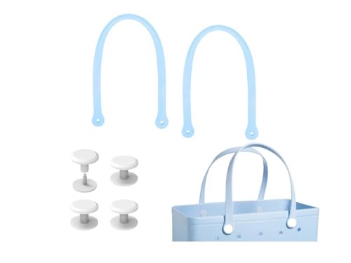 Replacement Straps for Large Rubber Beach Bag, Replacement Handles with 4 Snaps for Rubber Beach Bag, EVA Bag Strap Replacement, Beach Bag Repair Kit - color: Light Blue