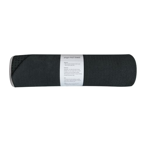 Muka Yoga Mat Towel with Grip Dot Non-Slip, Sweat Absorbent Towel for Hot Yoga Pilates Fitness 72x24 Inch - color: Black