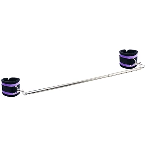 Spreader Bar Heavy Duty Expandable Exercise with 2 pcs Adjustable Strap, Yoga Training Fitness Gear, Workout Bar,Sports Gym Kit - style: Silver+Purple Furry Kit