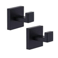 TASTOS Bath Towel Hooks Matte Black, 2 Pack Stainless Steel Robe Coat and Clothes Hook, Heavy Duty Wall Hook for Bathroom & Kitchen, Modern Square Style Wall Mounted (Black) - color: Matte Black, size: Square (2 Pack)