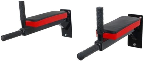 Wall-Mounted Dip Station, Heavy Duty Exercise Bar with 4 Padded Handles