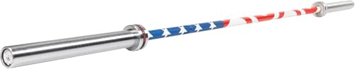 Fitvids Olympic Cerakote Barbell for Home & Commercial Gyms, 190K PSI Tensile Strength Rated for up to 1500LB Capacity - color: Flag