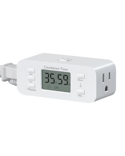 DEWENWILS 36 Hours Countdown Timer Outlet, Timers for Electrical Outlets Indoor, Large Screen & Repeat Function, Grounded Outlet, Auto Shut Off for Fan, Lights, Charger, 125V 60Hz, 1 Pack - color: Countdown, size: 1pack
