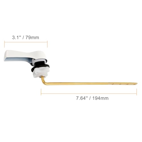 Hibbent Universal Metal Front Mount Toilet Handle Replacement Kit | White Finish Solid Brass Toilet Flush Tank Lever, Stainless Steel Flapper Chains for Most Toilet Tanks - color: White, style: Upgraded Front Mount
