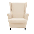 NILUOH Wingback Chair Cover 2-Piece Soft Stretch Wing Chair Slipcover Solid Color Armchair Sofa Couch Cover Furniture Protector with Elastic Bottom for Living Room Bedroom (Off-White) - color: Off-white