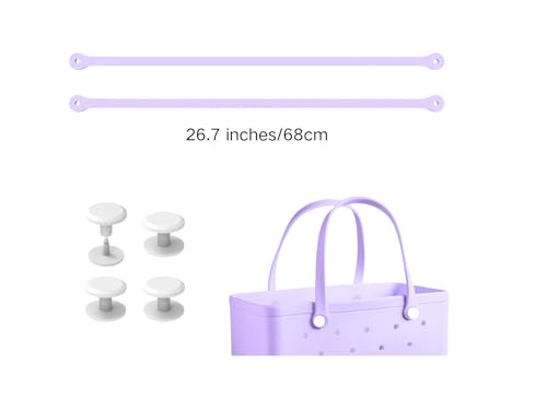 Replacement Straps for Large Rubber Beach Bag, Replacement Handles with 4 Snaps for Rubber Beach Bag, EVA Bag Strap Replacement, Beach Bag Repair Kit - color: Purple