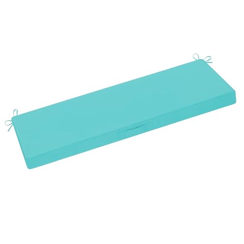 downluxe Outdoor Bench Cushion Waterproof, 45 x 18 Inch Patio Furniture Cushions with Adjustable Ties & Portable Handle, Porch Swing Cushions, Bench Cushions for Outdoor Furniture, Teal - color: Teal, size: 45x18x3 Inch