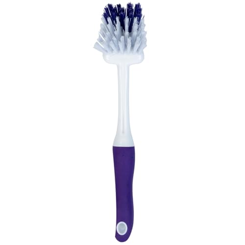 Fabuloso Tile Brush with Spot Scrubber, Long Bathroom Cleaning Brush with Medium Bristles, Shower Scrubber with Hanging Hole for Tile, Grout, Tubs, Floors and Bathroom Walls, 11 Inch - size: Tile Brush w/ Spot Scrubber