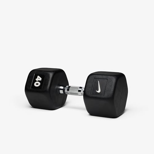 Nike Rubber Hex Dumbbell Pair - color: Black / White, size: 40 lb