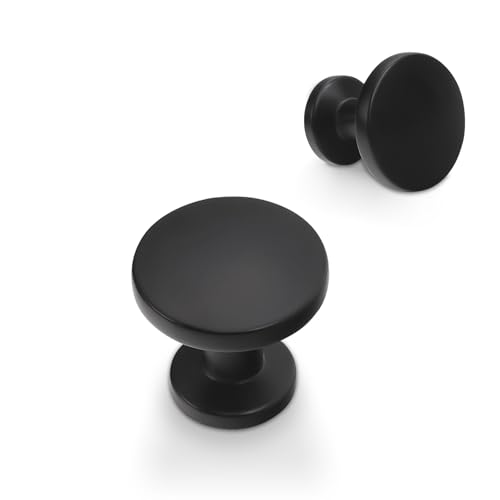 10 Pack Matte Black Kitchen Cabinet Hardware - Zinc Alloy Drawer Knobs and Handles - color: Matte Black, size: 1-1/4" Diameter（32mm）