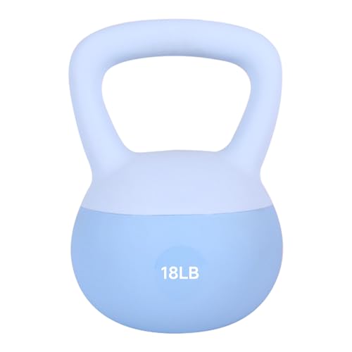 Leikefitness Soft Kettlebells,Weights for Women and Men,Home workout. | Color Coded Anti Slip Grip Kettlebell,Cushioned Impact-Resistant Base,Wide Handle Design - color: BLUE, size: 18 pounds