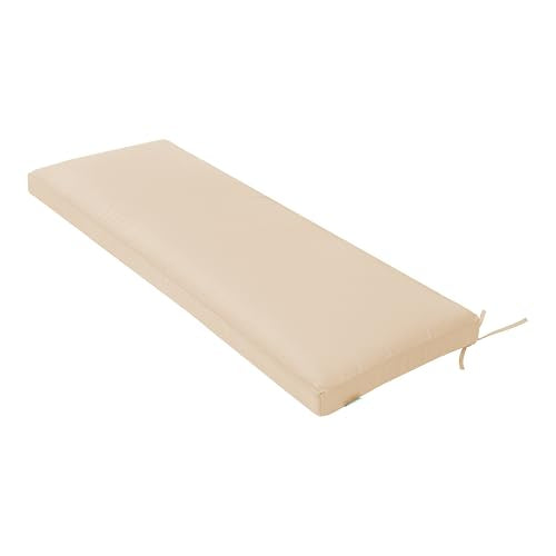 QILLOWAY Indoor/Outdoor Bench Cushion, Thick Upholstery Foam Couch Swing Pads with Ties,48-Inches,Beige/Sand/Camel. - color: Beige/Sand/Camel
