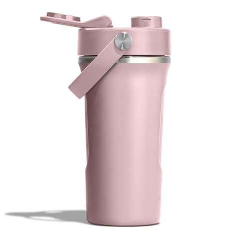 Hydro Flask Shaker Bottle – Insulated Stainless Steel Gym Bottle for Pre Workout & Protein 24 Oz Trillium Pink - color: TONAL TRILLIUM