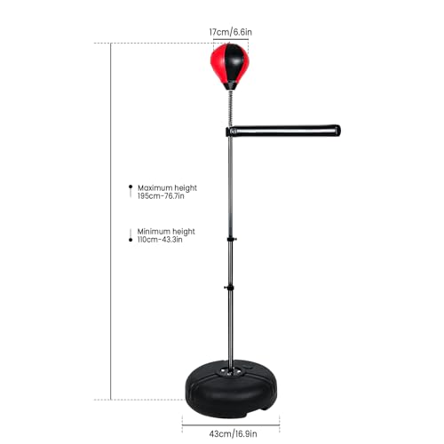 INNOLIFE Freestanding Punching Bag,Adjustable Height Home Boxing Training Equipment for Adults,Durable Boxing Bar & Stand with Stable Base for Fitness Workouts,Red