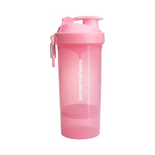 Smartshake O2GO ONE Plastic Protein Shaker Bottle 800 ml | 27 oz - Leakproof Screw-on Lid - BPA Free – Unisex - Light Pink - color: Light Pink