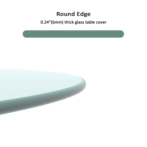 36" Round Glass Table Top - 1/4" Thick Round Polished Edge Tempered Glass, Replacement Glass Top for Kitchen/Patio Table - size: 36 INCH, style: 1/4"thick - Round Polish