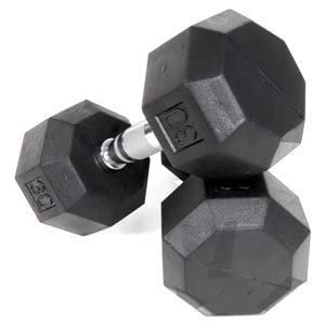 Ader 2lb-120lb Black Octagon Rubber Dumbbells Pair - size: 5-50lb