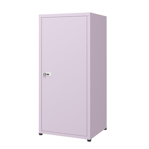 MIOCASA Metal Storage Cabinet with Lock, 3 Adjustable Shelves Single Door Steel Locker for Home, Office & Garage (Purple) - color: Purple