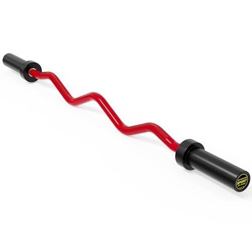 Olympic EZ Curl Barbell Bar 47" – Professional Curl Bar for Biceps, Triceps, Squat & Hip Thrusts, 700lb Weight Capacity, Fit 2-Inch Plates – Home Gym Strength Training Bar - color: Red