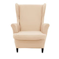 NILUOH Wingback Chair Cover 2-Piece Soft Stretch Wing Chair Slipcover Solid Color Armchair Sofa Couch Cover Furniture Protector with Elastic Bottom for Living Room Bedroom (Beige) - color: Beige