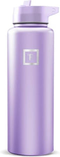 IRON °FLASK 40 oz Wide Mouth Water Bottle with Straw | Insulated Stainless Steel Sports Water Bottle with Leakproof Straw Lid - BPA Free, Cold 24 Hrs, Sweat Free (Lavender) - color: Lavender, style: Straw - 40 Oz (1 Lid)