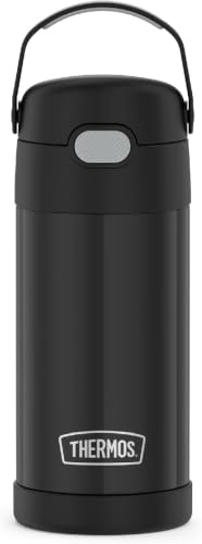 THERMOS FUNTAINER Water Bottle with Straw - 12 Ounce - Kids Stainless Steel Vacuum Insulated Water Bottle with Lid, Black (Pack of 6) - color: Black, size: 12 Ounces (Pack of 6)