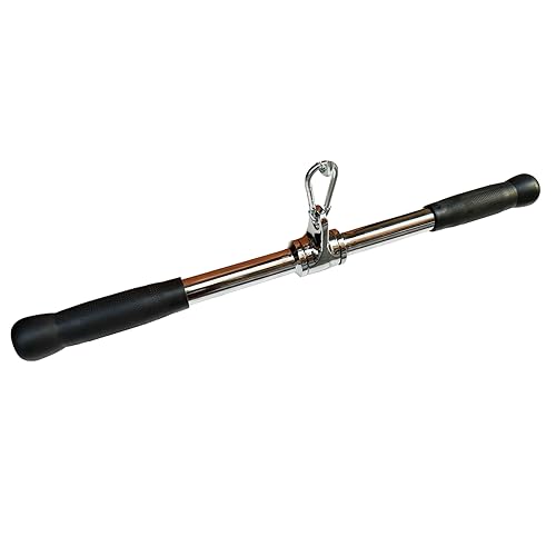 Lat Cable Machine Attachment Curl Pulldown Barbell Revolving Bar, Multi-Exerciser Cable Attachment, Solid Steel Tricep Press Down Bar with Rubber Handgrips & Revolving Hanger - color: 22 Inch