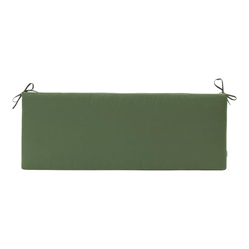 QILLOWAY Indoor/Outdoor Bench Cushion, Thick Upholstery Foam Couch Swing Pads with Ties,48-Inches,Dark Green - color: Dark Green