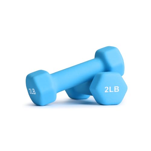 Portzon 8 Colors Options Compatible with Set of 2 Rubber Dumbbell Weight, 5-50 LB, Anti-Slip, Anti-roll, Hex Shape - color: Dark Blue, size: 02-Pound,Pair, style: Neoprene Dumbbells