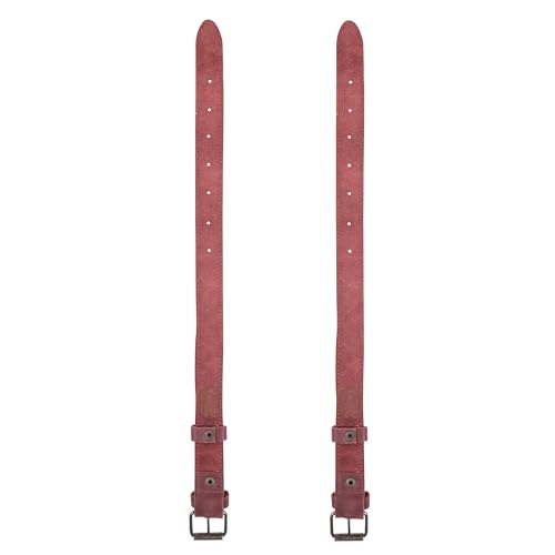 Hide & Drink, Set of 2 Rustic Bicycle Ankle Bands, Brass Metal Buckle, Adjustable Straps for Legs, Classic Vintage Gifts for Cyclists, Full Grain Leather, Handmade - color: Sangria