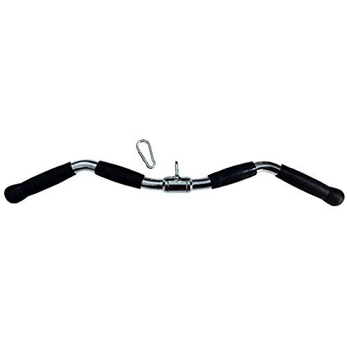Lat Cable Machine Attachment Curl Pulldown Barbell Revolving Bar, Multi-Exerciser Cable Attachment, Solid Steel Tricep Press Down Bar with Rubber Handgrips & Revolving Hanger - color: 28 Inch