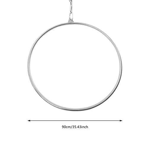 90cm/3ft Aerial Yoga Ring, Aerial Lyra Hoop Gymnastic Equip, Lifting Ring Single Point Yoga Dance Equipment, 770lbs Steel Pipe Hoop with Swivel, Carabiners, for Home, Gym, Dance Studio, Performance