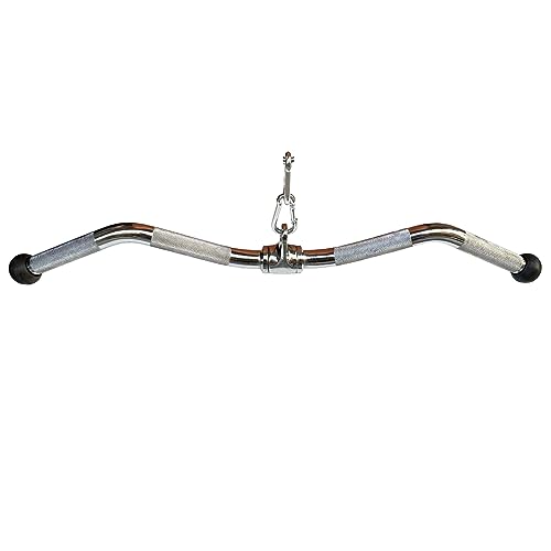 Lat Cable Machine Attachment Curl Pulldown Barbell Revolving Bar, Multi-Exerciser Cable Attachment, Solid Steel Tricep Press Down Bar with Rubber Handgrips & Revolving Hanger - color: 28 Inch Ball Hand