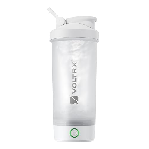 VOLTRX Protein Shaker Bottle, Merger USB C Rechargeable Electric Protein Shake Mixer, Shaker Cups for Protein Shakes and Meal Replacement Shakes, BPA Free, 24oz - color: White