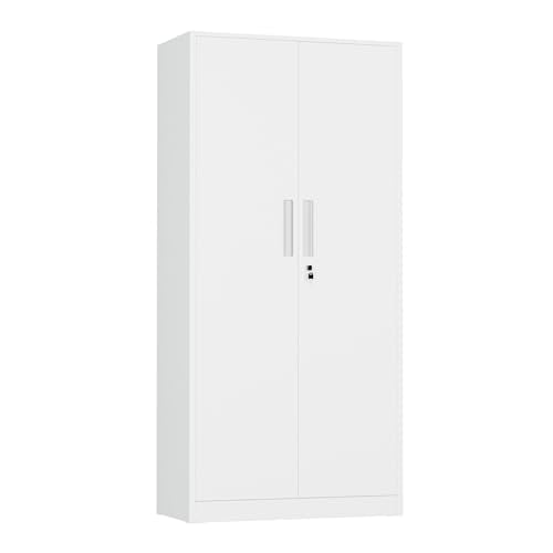 INTERGREAT Metal Storage Cabinet, 72" H Lockable Steel Cabinets with Locking Doors, Storage Locker with Adjustable Shelves for Office, Home, Garage, Gym, School (White) - color: White, size: MSC-D16