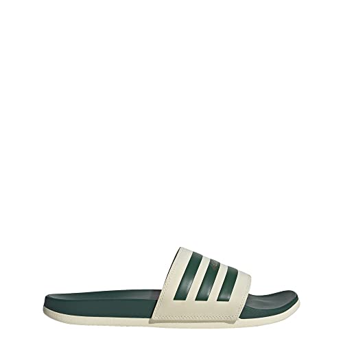 adidas Women's Adilette Comfort Slides - color: Wonder White/Collegiate Green/Gold Metallic, size: 18 Women/17 Men