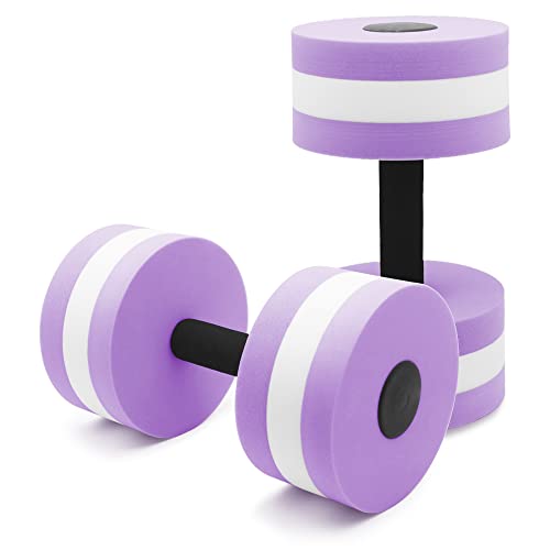 Water Dumbbells, 2Pcs Foam Barbells Water Aerobics Weight for Pool Exercise | EVA Foam, Aquatic Pool Fitness, Exercise Equipment, Lightweight, High Density, Water Resistance Weight Loss for Therapy - color: Purple