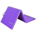 BalanceFrom 6x2 Feet 3-Panel Folding Gymnastics Mat – 1.5-Inch Thick Pad with Vinyl Surface and Carrying Handles for Tumbling, Yoga, Pilates, Home Workouts, and Martial Arts - color: Purple
