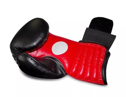 Green Hill Curved Boxing Focus Mitts for MMA, Muay Thai & Boxing - color: BLACK/RED