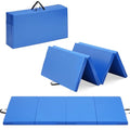 Gymnastics Mat, 3'x6'/4'x6' Thick Folding Kids' Gymnastic Tumbling Mat with Carrying Handles for Home Gym Exercise & Play - color: 3x6FT-Blue