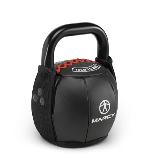 Marcy Strength Training Soft Kettlebell with Handle for Weightlifting, Conditioning, Strength and core Training 10 lbs - 40 lbs - style: Rouge - 15 LB