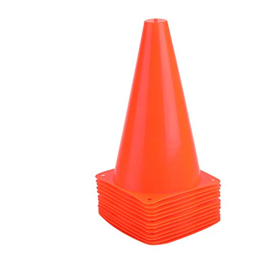 9 Inch Plastic Training Traffic Cones, Sport Cones, Agility Field Marker Cones for Soccer Basketball Football Drills Training, Outdoor Activity or Events - (Set of 10, 12, 15 or 24, 4 Colors) - color: 12 Pack Orange